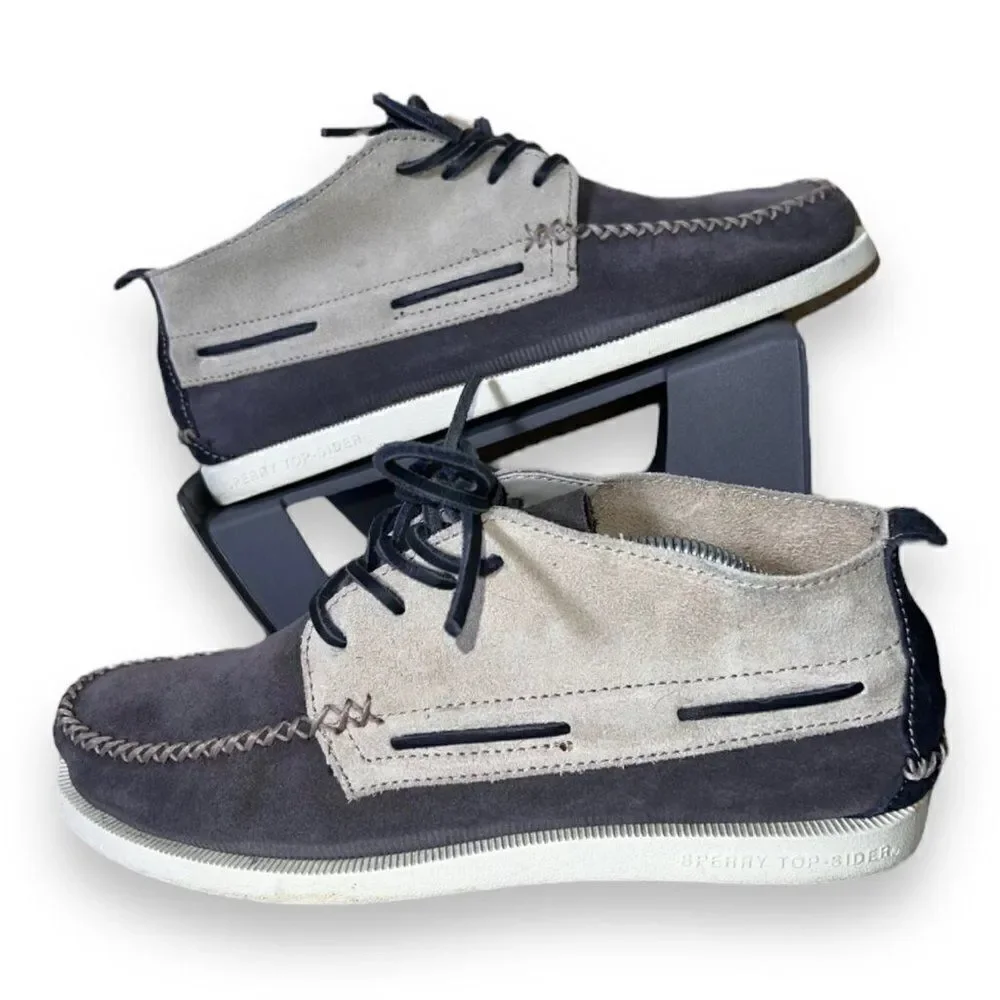 Sperry Top-Siders Mid Top Boat Chukka Shoes Grey/Beige Suede STS13908 Men's 8.5M